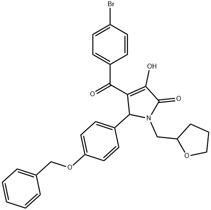 5-[4-(benzyloxy)phenyl]-4-(4-bromobenzoyl)-3-hydroxy-1-(tetrahydro-2-furanylmethyl)-1,5-dihydro-2H-pyrrol-2-one Struktur