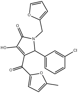 5-(3-chlorophenyl)-1-(2-furylmethyl)-3-hydroxy-4-(5-methyl-2-furoyl)-1,5-dihydro-2H-pyrrol-2-one Struktur