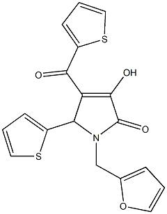 1-(2-furylmethyl)-3-hydroxy-5-(2-thienyl)-4-(2-thienylcarbonyl)-1,5-dihydro-2H-pyrrol-2-one Struktur