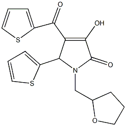 3-hydroxy-1-(tetrahydro-2-furanylmethyl)-5-(2-thienyl)-4-(2-thienylcarbonyl)-1,5-dihydro-2H-pyrrol-2-one Struktur