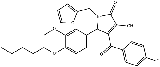 4-(4-fluorobenzoyl)-1-(2-furylmethyl)-3-hydroxy-5-[3-methoxy-4-(pentyloxy)phenyl]-1,5-dihydro-2H-pyrrol-2-one Struktur