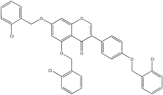 5,7-bis[(2-chlorobenzyl)oxy]-3-{4-[(2-chlorobenzyl)oxy]phenyl}-4H-chromen-4-one Struktur