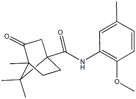 N-(2-methoxy-5-methylphenyl)-4,7,7-trimethyl-3-oxobicyclo[2.2.1]heptane-1-carboxamide Struktur