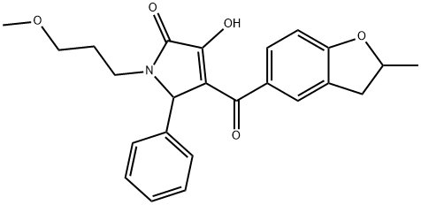 3-hydroxy-1-(3-methoxypropyl)-4-[(2-methyl-2,3-dihydro-1-benzofuran-5-yl)carbonyl]-5-phenyl-1,5-dihydro-2H-pyrrol-2-one Struktur