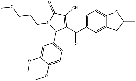 5-(3,4-dimethoxyphenyl)-3-hydroxy-1-(3-methoxypropyl)-4-[(2-methyl-2,3-dihydro-1-benzofuran-5-yl)carbonyl]-1,5-dihydro-2H-pyrrol-2-one Struktur