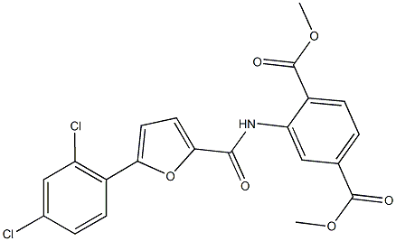 dimethyl 2-{[5-(2,4-dichlorophenyl)-2-furoyl]amino}terephthalate Struktur