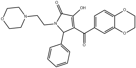 4-(2,3-dihydro-1,4-benzodioxin-6-ylcarbonyl)-3-hydroxy-1-[2-(4-morpholinyl)ethyl]-5-phenyl-1,5-dihydro-2H-pyrrol-2-one Struktur