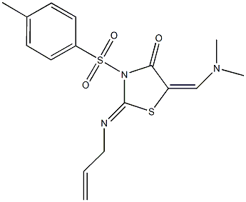 2-(allylimino)-5-[(dimethylamino)methylene]-3-[(4-methylphenyl)sulfonyl]-1,3-thiazolidin-4-one Struktur