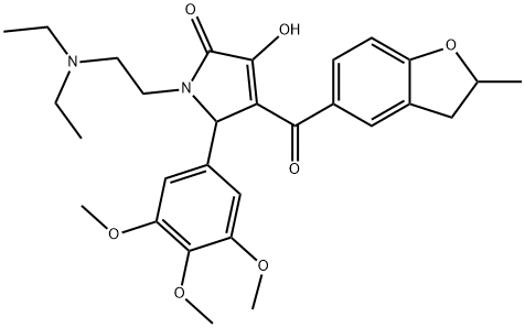 1-[2-(diethylamino)ethyl]-3-hydroxy-4-[(2-methyl-2,3-dihydro-1-benzofuran-5-yl)carbonyl]-5-(3,4,5-trimethoxyphenyl)-1,5-dihydro-2H-pyrrol-2-one Struktur