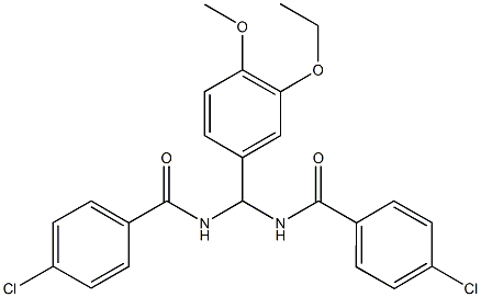 4-chloro-N-[[(4-chlorobenzoyl)amino](3-ethoxy-4-methoxyphenyl)methyl]benzamide Struktur