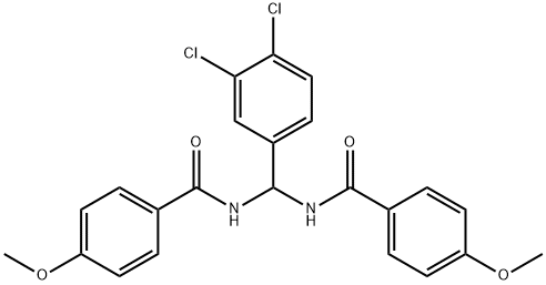 N-{(3,4-dichlorophenyl)[(4-methoxybenzoyl)amino]methyl}-4-methoxybenzamide Struktur