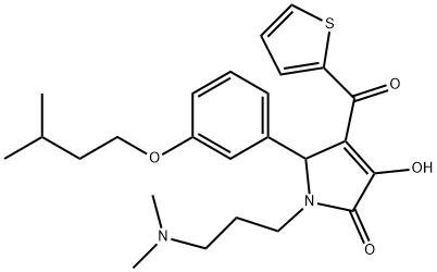 1-[3-(dimethylamino)propyl]-3-hydroxy-5-[3-(isopentyloxy)phenyl]-4-(2-thienylcarbonyl)-1,5-dihydro-2H-pyrrol-2-one Struktur