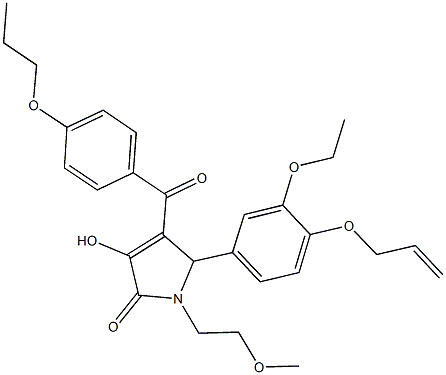 5-[4-(allyloxy)-3-ethoxyphenyl]-3-hydroxy-1-(2-methoxyethyl)-4-(4-propoxybenzoyl)-1,5-dihydro-2H-pyrrol-2-one Struktur