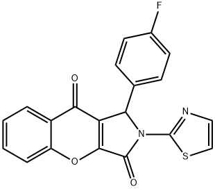 1-(4-fluorophenyl)-2-(1,3-thiazol-2-yl)-1,2-dihydrochromeno[2,3-c]pyrrole-3,9-dione Struktur