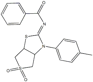 N-(3-(4-methylphenyl)-5,5-dioxidotetrahydrothieno[3,4-d][1,3]thiazol-2(3H)-ylidene)benzamide Struktur