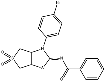 N-(3-(4-bromophenyl)-5,5-dioxidotetrahydrothieno[3,4-d][1,3]thiazol-2(3H)-ylidene)benzamide Struktur