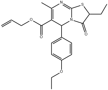 allyl 5-(4-ethoxyphenyl)-2-ethyl-7-methyl-3-oxo-2,3-dihydro-5H-[1,3]thiazolo[3,2-a]pyrimidine-6-carboxylate Struktur