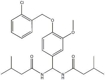 N-{{4-[(2-chlorobenzyl)oxy]-3-methoxyphenyl}[(3-methylbutanoyl)amino]methyl}-3-methylbutanamide Struktur