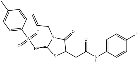 2-(3-allyl-2-{[(4-methylphenyl)sulfonyl]imino}-4-oxo-1,3-thiazolidin-5-yl)-N-(4-fluorophenyl)acetamide Struktur