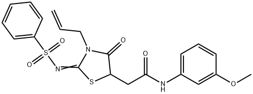 2-{3-allyl-4-oxo-2-[(phenylsulfonyl)imino]-1,3-thiazolidin-5-yl}-N-(3-methoxyphenyl)acetamide Struktur