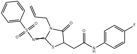 2-{3-allyl-4-oxo-2-[(phenylsulfonyl)imino]-1,3-thiazolidin-5-yl}-N-(4-fluorophenyl)acetamide Struktur