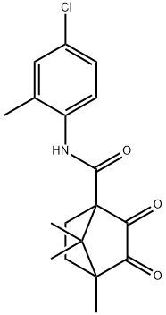 N-(4-chloro-2-methylphenyl)-4,7,7-trimethyl-2,3-dioxobicyclo[2.2.1]heptane-1-carboxamide Struktur