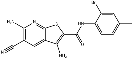 3,6-diamino-N-(2-bromo-4-methylphenyl)-5-cyanothieno[2,3-b]pyridine-2-carboxamide Struktur