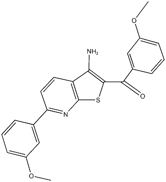 [3-amino-6-(3-methoxyphenyl)thieno[2,3-b]pyridin-2-yl](3-methoxyphenyl)methanone Struktur