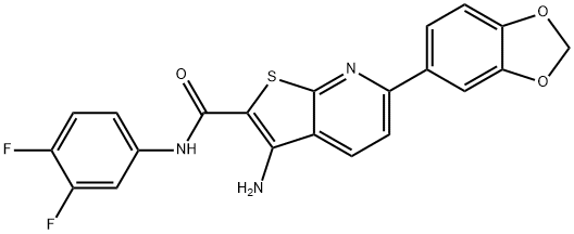 3-amino-6-(1,3-benzodioxol-5-yl)-N-(3,4-difluorophenyl)thieno[2,3-b]pyridine-2-carboxamide Struktur