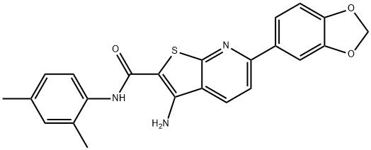 3-amino-6-(1,3-benzodioxol-5-yl)-N-(2,4-dimethylphenyl)thieno[2,3-b]pyridine-2-carboxamide Struktur