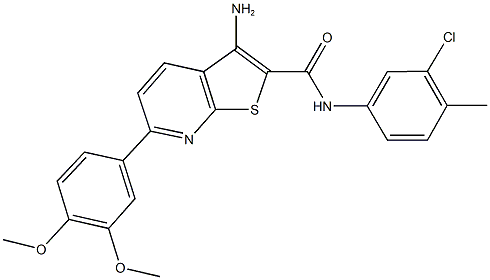 3-amino-N-(3-chloro-4-methylphenyl)-6-(3,4-dimethoxyphenyl)thieno[2,3-b]pyridine-2-carboxamide Struktur