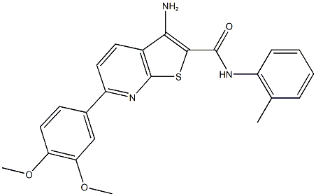 3-amino-6-(3,4-dimethoxyphenyl)-N-(2-methylphenyl)thieno[2,3-b]pyridine-2-carboxamide Struktur