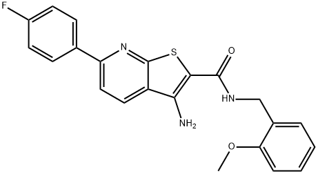 3-amino-6-(4-fluorophenyl)-N-(2-methoxybenzyl)thieno[2,3-b]pyridine-2-carboxamide Struktur