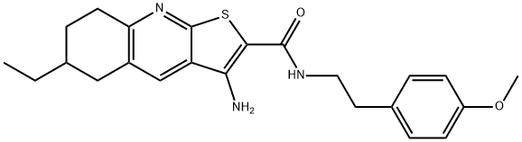 3-amino-6-ethyl-N-[2-(4-methoxyphenyl)ethyl]-5,6,7,8-tetrahydrothieno[2,3-b]quinoline-2-carboxamide Struktur