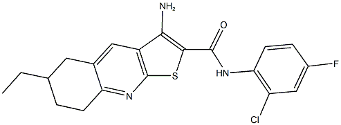 3-amino-N-(2-chloro-4-fluorophenyl)-6-ethyl-5,6,7,8-tetrahydrothieno[2,3-b]quinoline-2-carboxamide Struktur