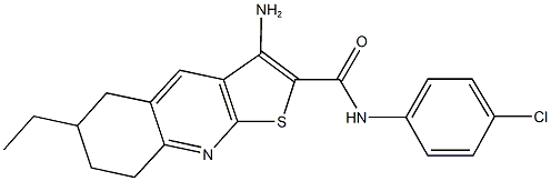 3-amino-N-(4-chlorophenyl)-6-ethyl-5,6,7,8-tetrahydrothieno[2,3-b]quinoline-2-carboxamide Struktur