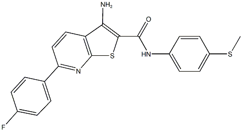 3-amino-6-(4-fluorophenyl)-N-[4-(methylsulfanyl)phenyl]thieno[2,3-b]pyridine-2-carboxamide Struktur