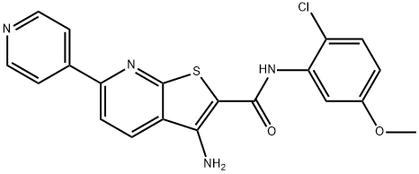 3-amino-N-(2-chloro-5-methoxyphenyl)-6-pyridin-4-ylthieno[2,3-b]pyridine-2-carboxamide Struktur