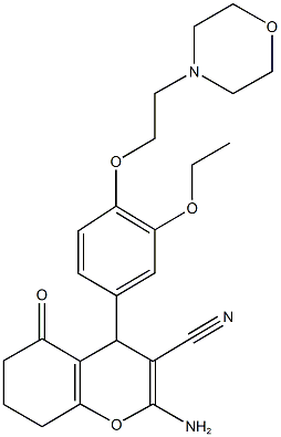 2-amino-4-{3-ethoxy-4-[2-(4-morpholinyl)ethoxy]phenyl}-5-oxo-5,6,7,8-tetrahydro-4H-chromene-3-carbonitrile Struktur