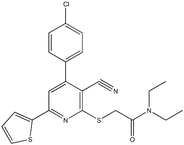 2-{[4-(4-chlorophenyl)-3-cyano-6-(2-thienyl)-2-pyridinyl]sulfanyl}-N,N-diethylacetamide Struktur