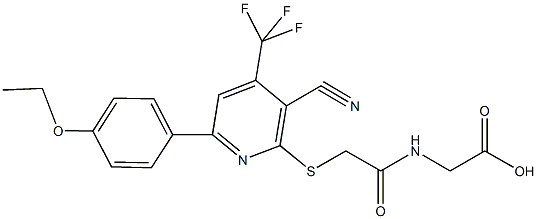 [({[3-cyano-6-(4-ethoxyphenyl)-4-(trifluoromethyl)-2-pyridinyl]sulfanyl}acetyl)amino]acetic acid Struktur