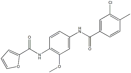 N-{4-[(3-chloro-4-methylbenzoyl)amino]-2-methoxyphenyl}-2-furamide Struktur