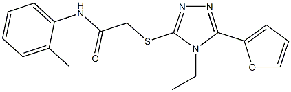 2-{[4-ethyl-5-(2-furyl)-4H-1,2,4-triazol-3-yl]sulfanyl}-N-(2-methylphenyl)acetamide Struktur