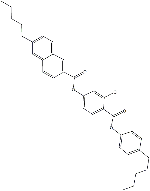 3-chloro-4-[(4-pentylphenoxy)carbonyl]phenyl 6-pentyl-2-naphthoate Struktur