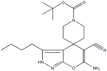 6-amino-3-butyl-2,4-dihydropyrano[2,3-c]pyrazole-5-carbonitrile-4-spiro-4'-1'-(piperidinecarboxylate) Struktur