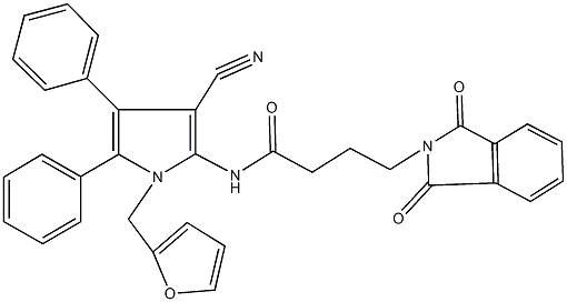 N-[3-cyano-1-(2-furylmethyl)-4,5-diphenyl-1H-pyrrol-2-yl]-4-(1,3-dioxo-1,3-dihydro-2H-isoindol-2-yl)butanamide Struktur