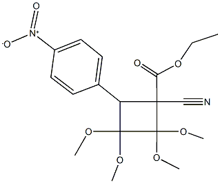 ethyl 1-cyano-4-{4-nitrophenyl}-2,2,3,3-tetramethoxycyclobutanecarboxylate Struktur