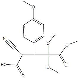 2-cyano-4,4,5-trimethoxy-3-(4-methoxyphenyl)-5-oxopentanoic acid Struktur