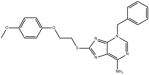 3-benzyl-8-{[2-(4-methoxyphenoxy)ethyl]sulfanyl}-3H-purin-6-ylamine Struktur