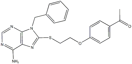 1-(4-{2-[(6-amino-9-benzyl-9H-purin-8-yl)sulfanyl]ethoxy}phenyl)ethanone Struktur